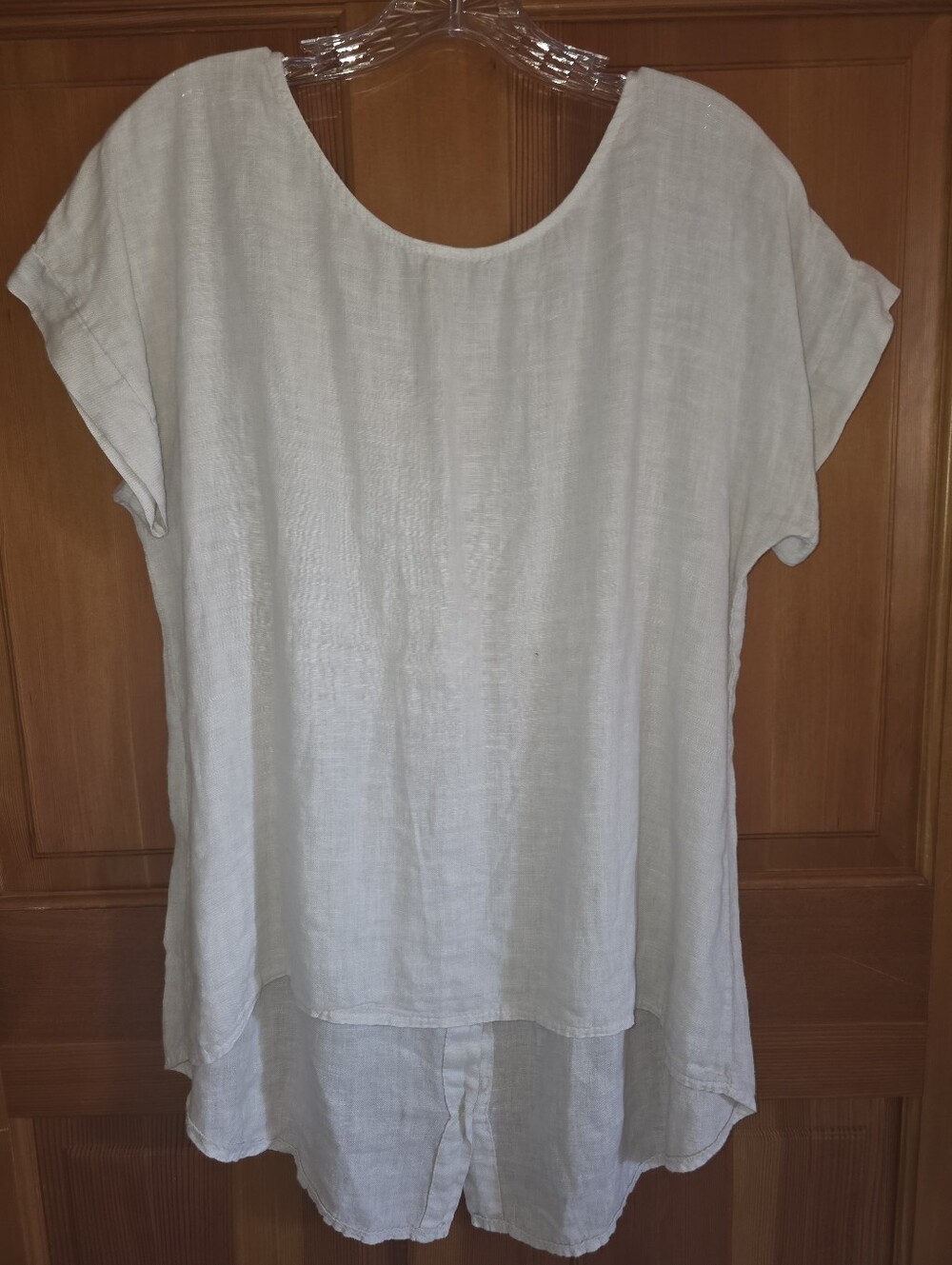 Terzo Millennio Cream Top Womens Size‎ S 100% Linen Button Back Italy Lagenlook